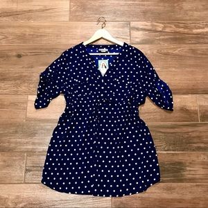 Oh! Mamma Navy & White Polka Dot Maternity Blouse